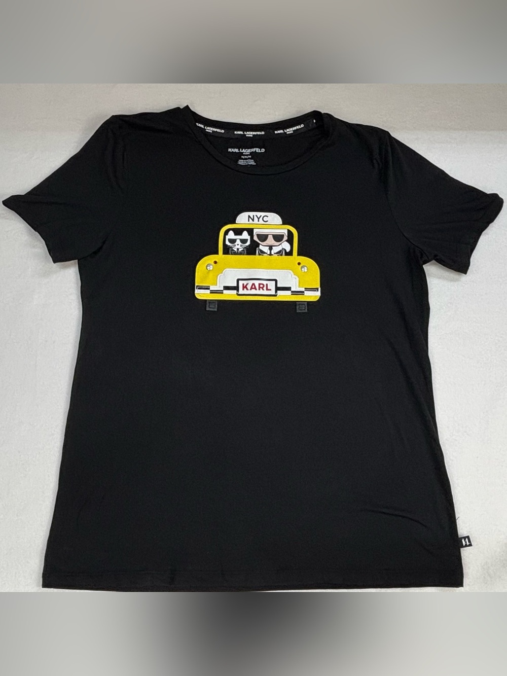 Karl Lagerfeld Black Tee with Yellow Taxi Cartoon